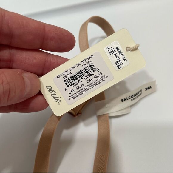 Aerie Smoothez Mesh Unlined Sands Tan Balconette Bra 34A - Picture 5 of 8